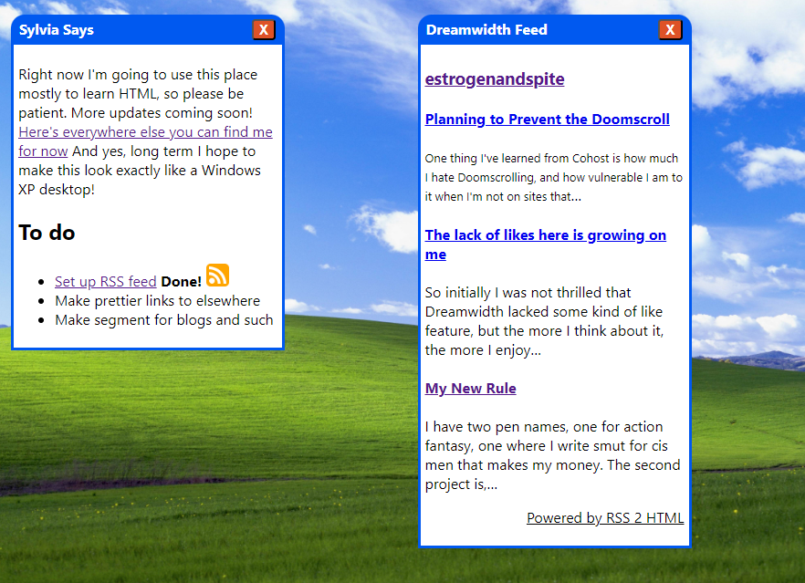 a screenshot of a website showing a basic windows XP style layout.